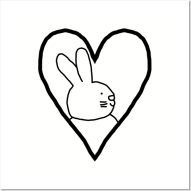 My Easter Bunny Valentine Line Drawing Wall Art by ellenhenryart